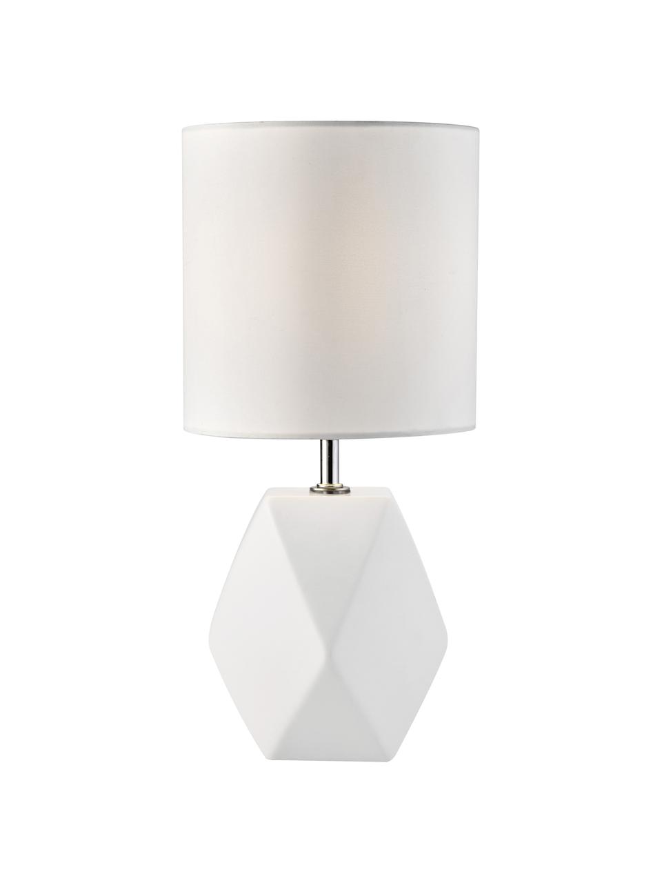 Lampada da tavolo con base bianca Sage, Paralume: tessuto, Base della lampada: ceramica, Bianco, Ø 15 x Alt. 31 cm