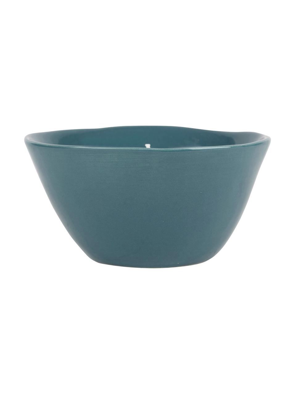 Geurkaars Anna (citronella), Houder: keramiek, glanzend, Blauw, wit, Ø 14 x H 7 cm