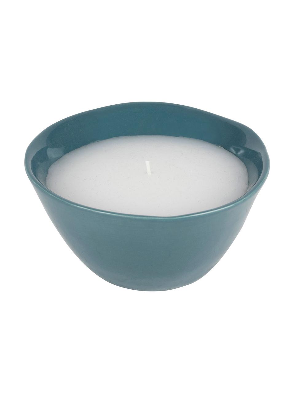 Geurkaars Anna (citronella), Houder: keramiek, glanzend, Blauw, wit, Ø 14 x H 7 cm