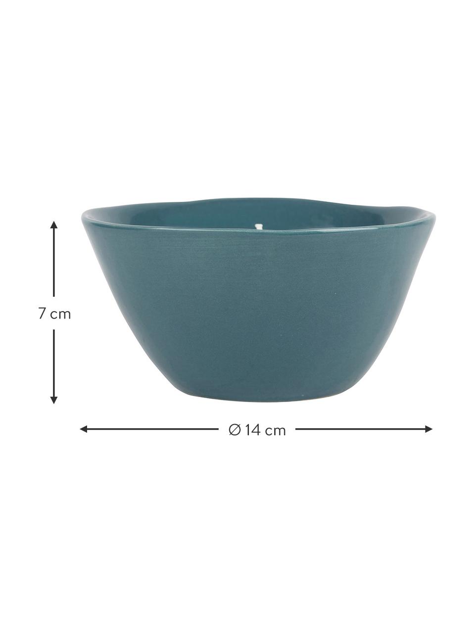 Geurkaars Anna (citronella), Houder: keramiek, glanzend, Blauw, wit, Ø 14 x H 7 cm