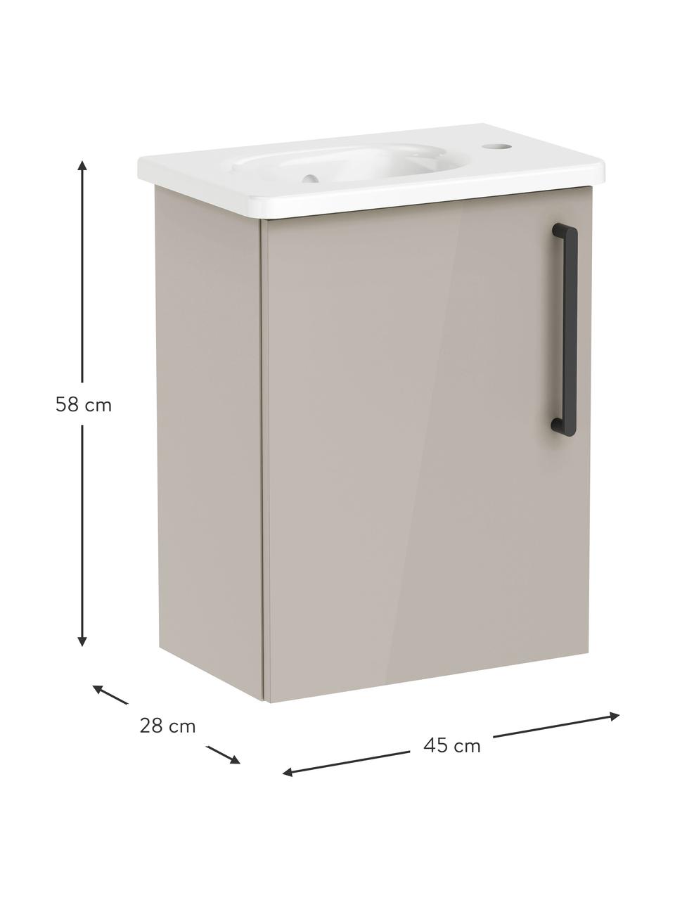 Waschtisch mit Unterschrank Orna, B 45 cm, Griff: Aluminium, beschichtet, Beige, B 45 x H 58 cm