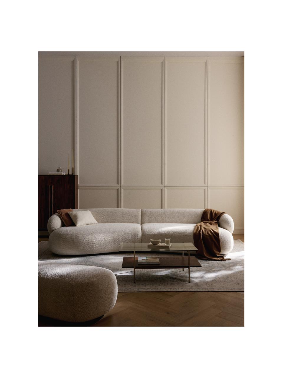 Divano 4 posti in teddy bouclé Alba, Rivestimento: 100% poliestere Il rivest, Struttura: legno massiccio di abete , Piedini: plastica, Teddy-bouclè bianco latte, Larg. 326 x Prof. 112 cm
