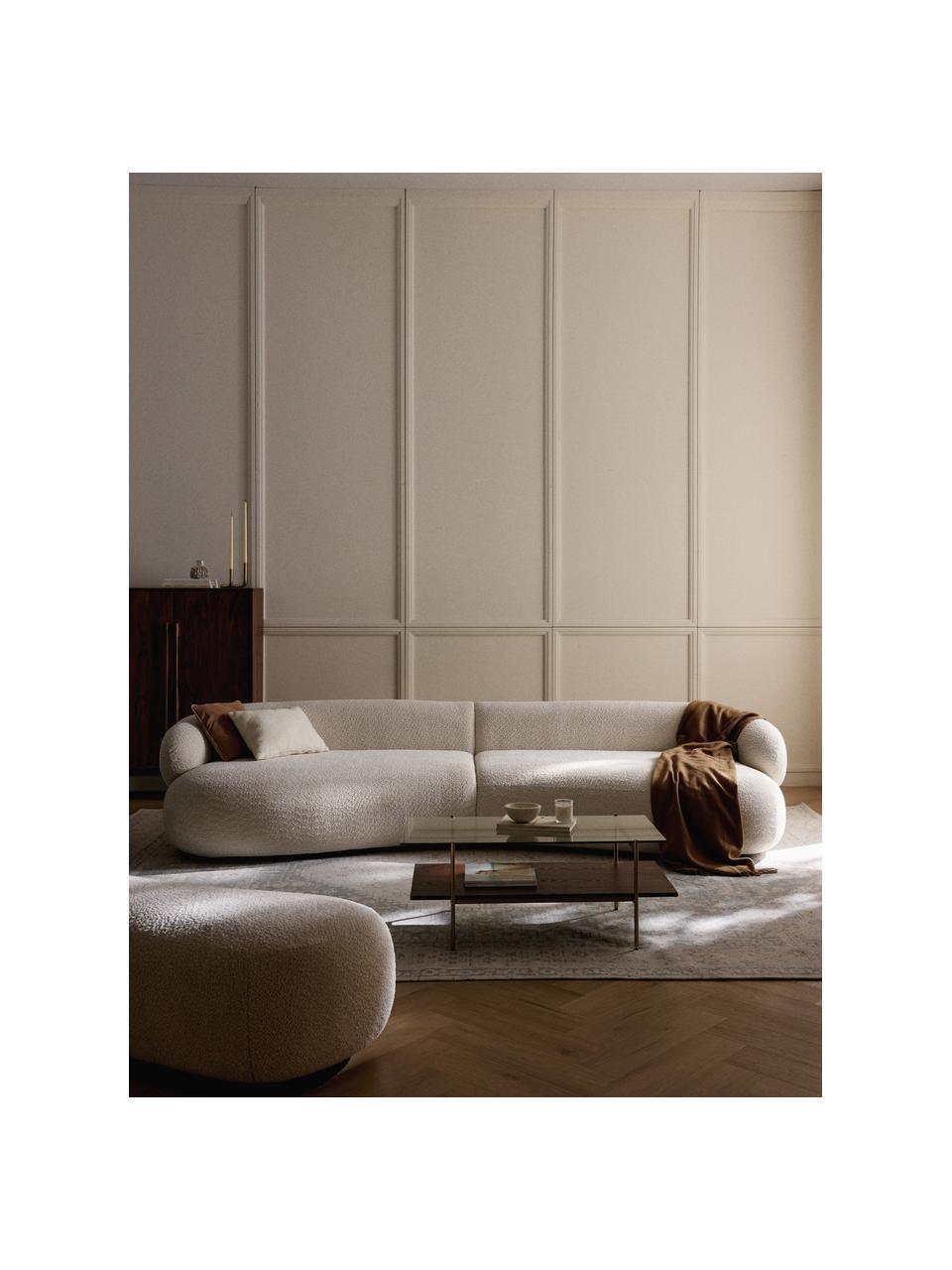 Sofa Alba (4-Sitzer) aus Teddy-Bouclé, Bezug: 100 % Polyester Der strap, Gestell: Massives Fichtenholz, Kie, Füße: Kunststoff Dieses Produkt, Teddy-Bouclé Off White, B 326 x T 112 cm