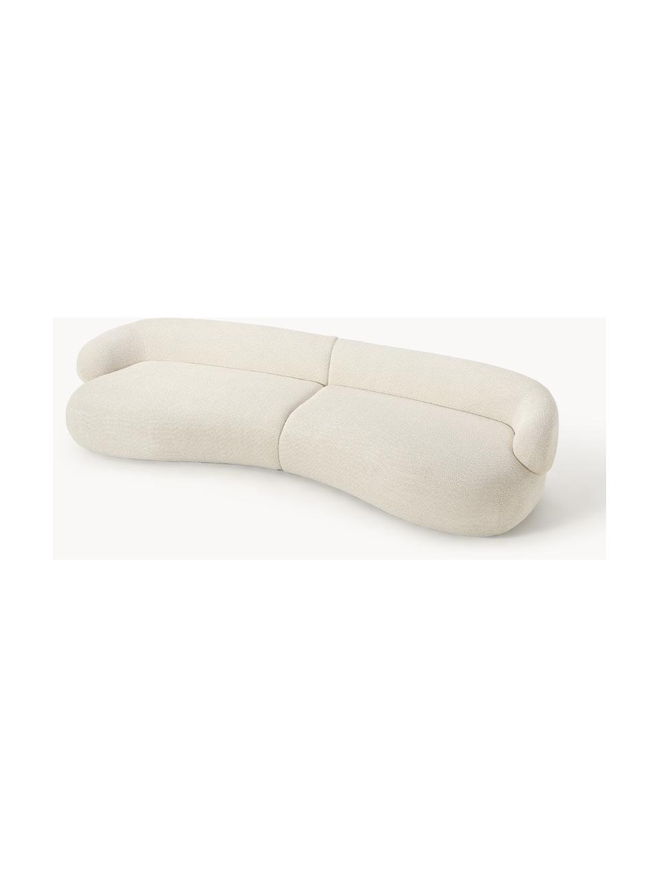 Divano 4 posti in teddy bouclé Alba, Rivestimento: 100% poliestere Il rivest, Struttura: legno massiccio di abete,, Piedini: plastica Questo prodotto , Teddy-bouclè bianco latte, Larg. 326 x Prof. 112 cm