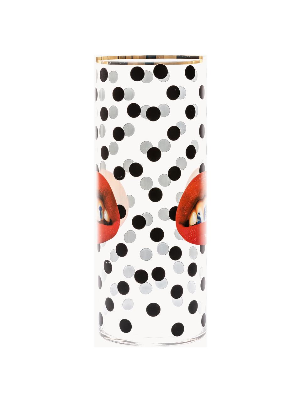 Glas-Vase Toiletpaper, H 50 cm, Vase: Glas, Rand: Gold, Toiletpaper, Ø 20 x H 50 cm