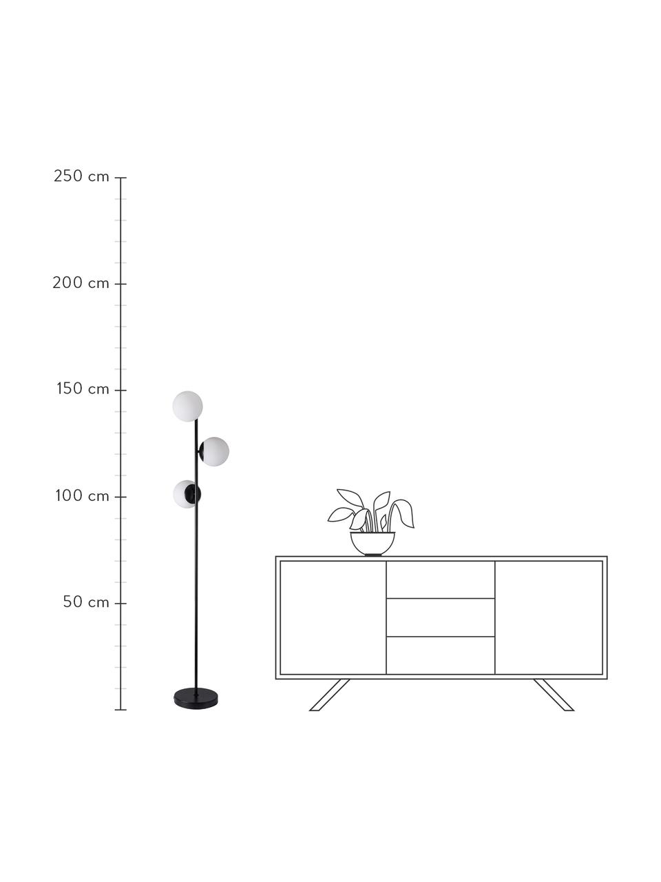 Stehlampe Lilly aus Opalglas, Lampenfuß: Metall, beschichtet, Schwarz, Weiß, Ø 30 x H 150 cm