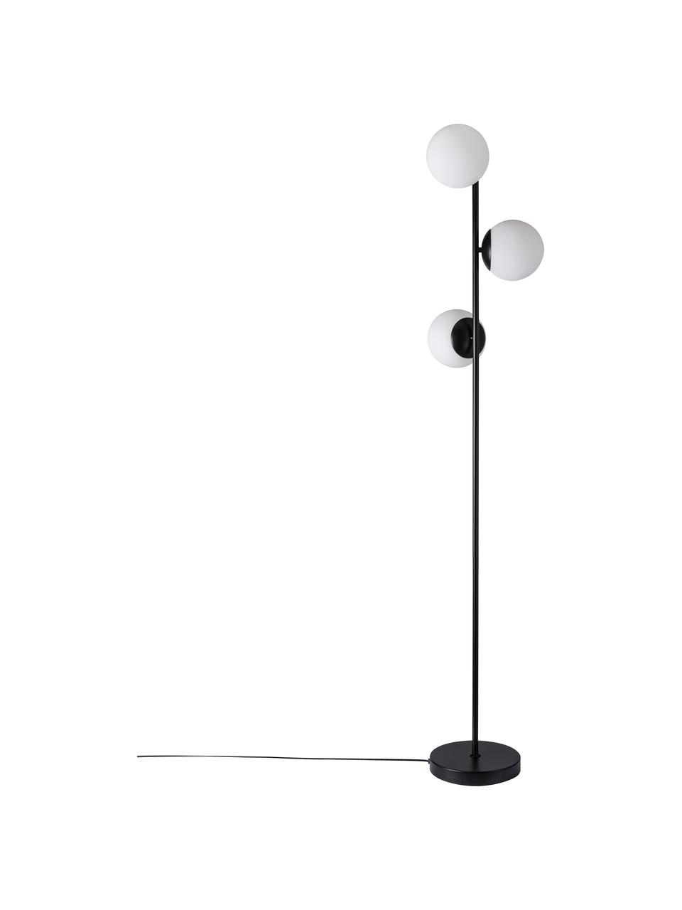 Lámpara de pie de vidrio opalino Lilly, Cable: plástico, Negro, blanco, Ø 30 x Al 150 cm