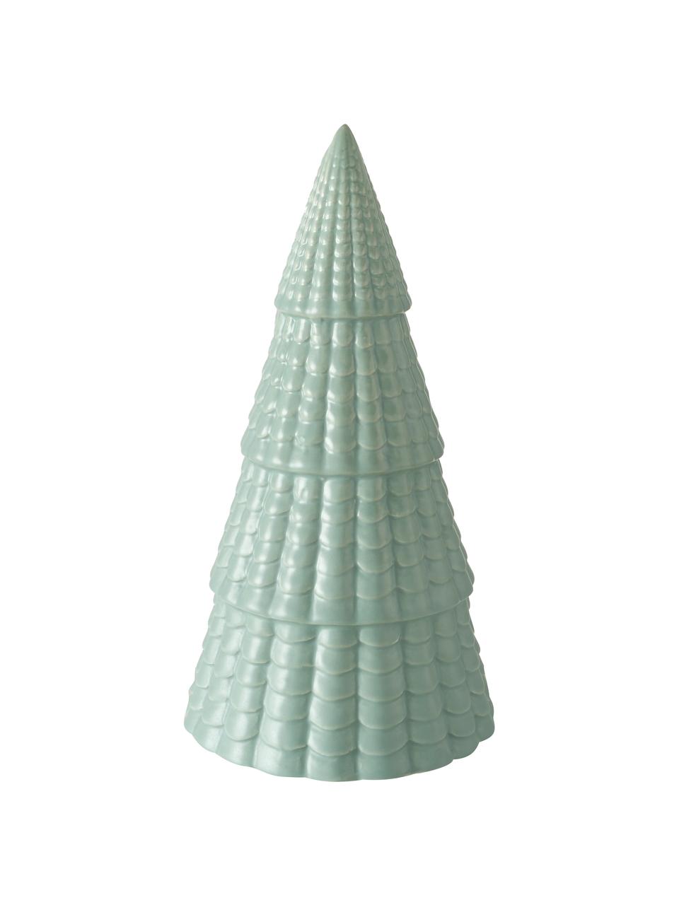 Sapins de Noël décoratifs Mikras, 2 élém., Grès cérame, Tons verts, Ø 11 x haut. 22 cm