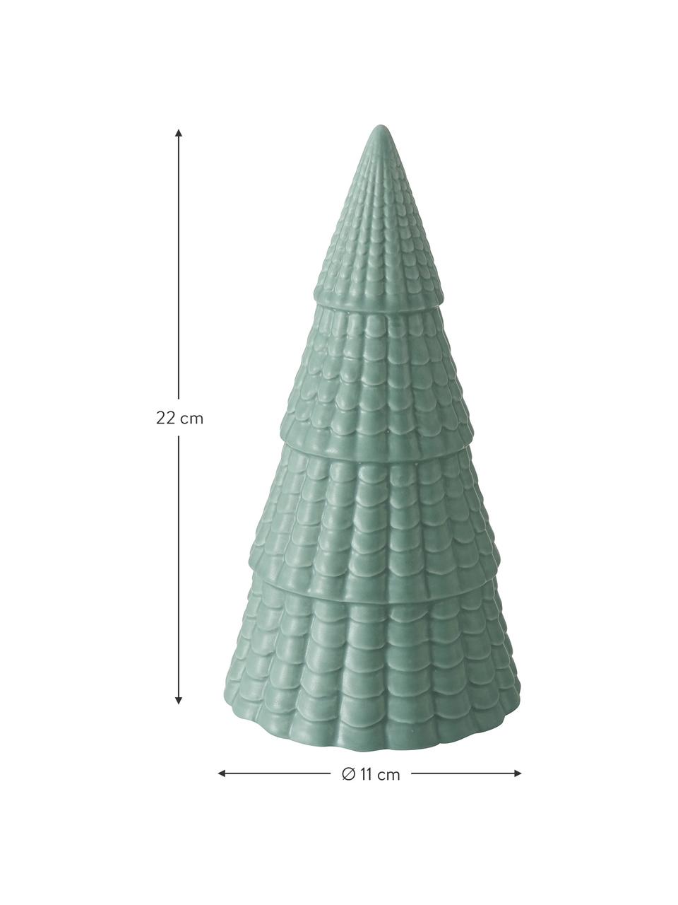 Sapins de Noël décoratifs Mikras, 2 élém., Grès cérame, Tons verts, Ø 11 x haut. 22 cm