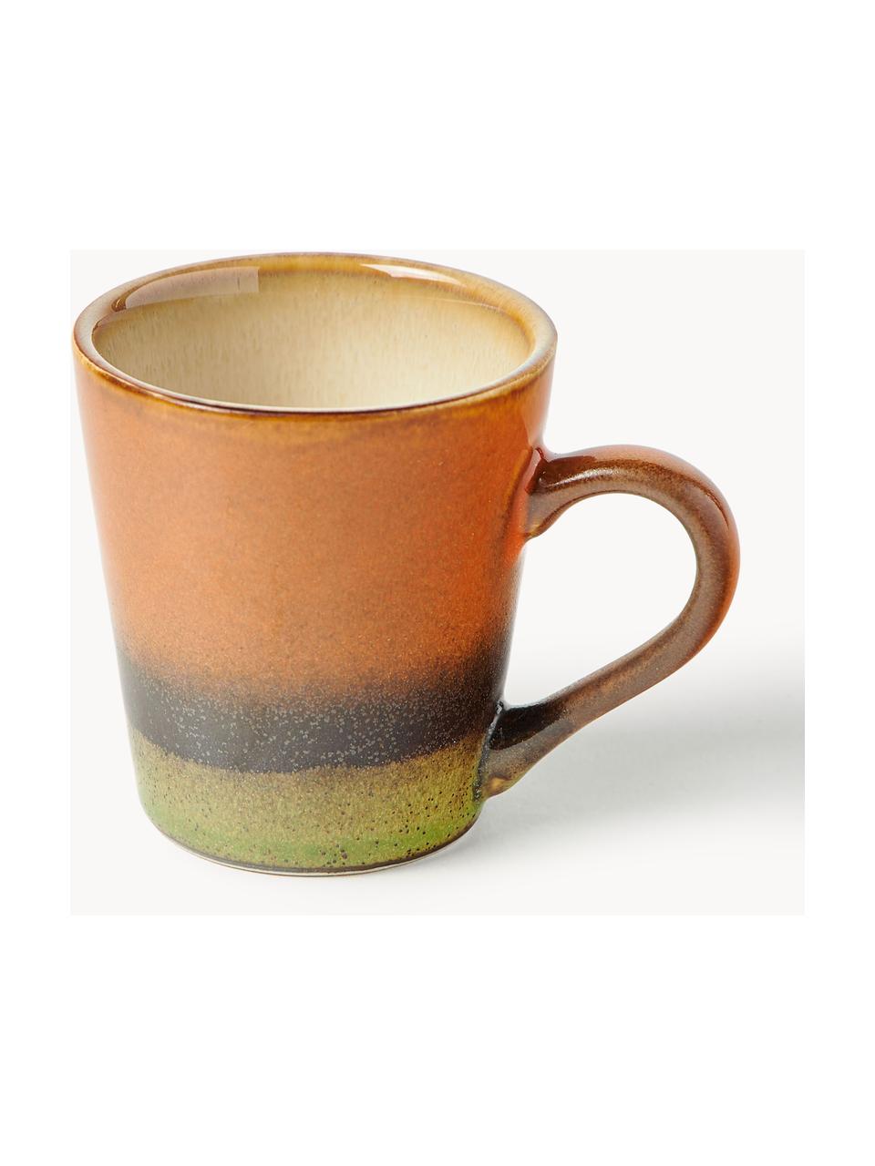 Set de tazas espresso artesanales esmaltadas 70's, 4 uds., Cerámica, Multicolor, Ø 6 x Al 6 cm, 80 ml