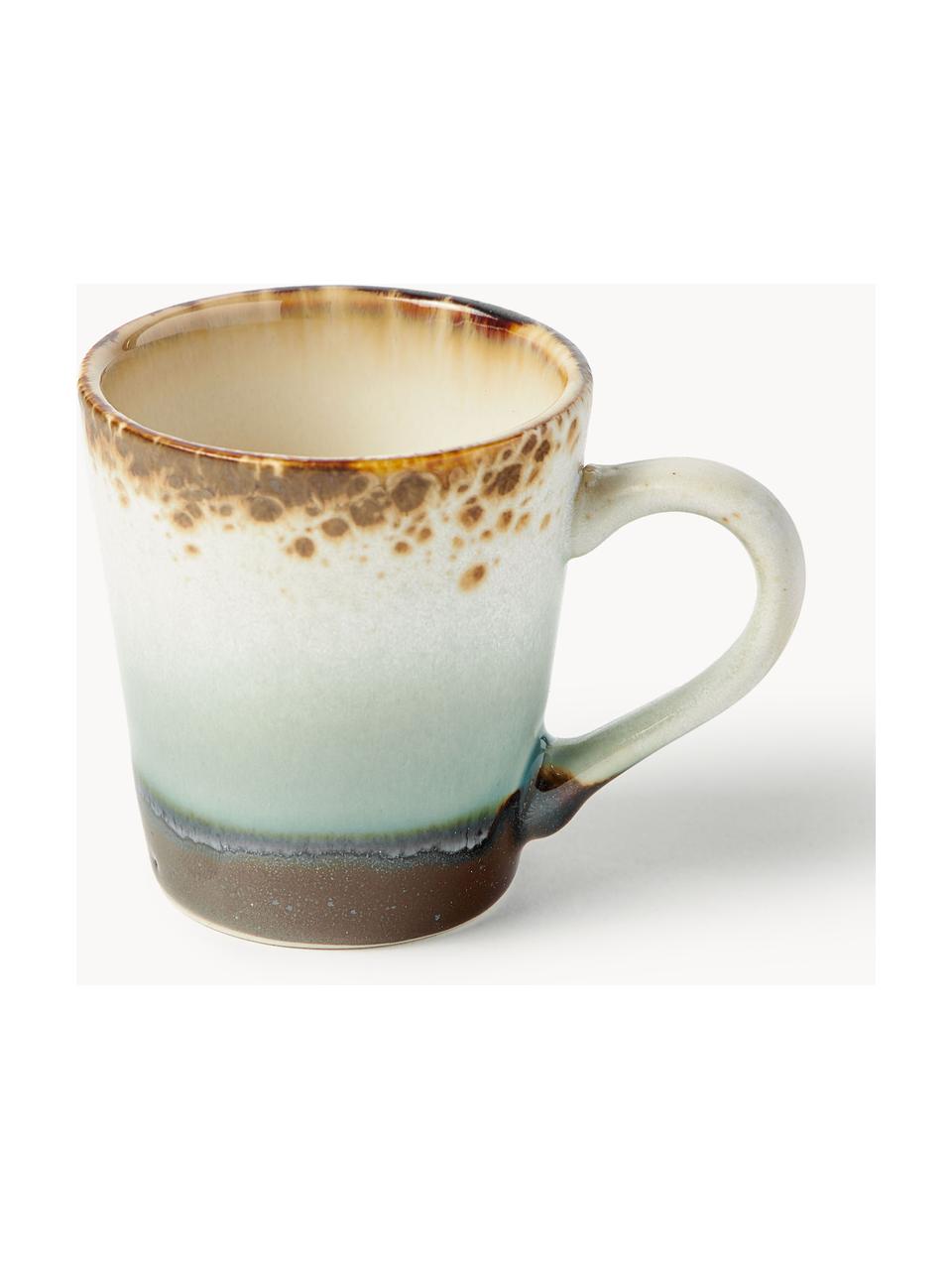 Handbeschilderde keramische espresso kopjes 70's met reactief glazuur, set van 4, Keramiek, Meerkleurig, Ø 6 x H 6 cm, 80 ml