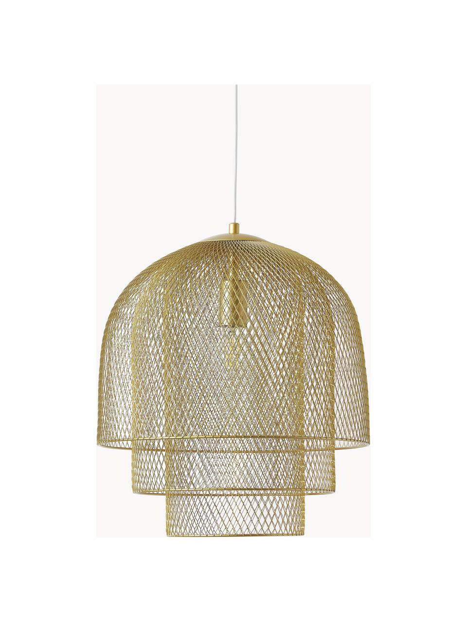 Metalen hanglamp Louie, Lampenkap: gepoedercoat metaal, Baldakijn: gepoedercoat metaal, Goudkleurig, Ø 40 x H 43 cm