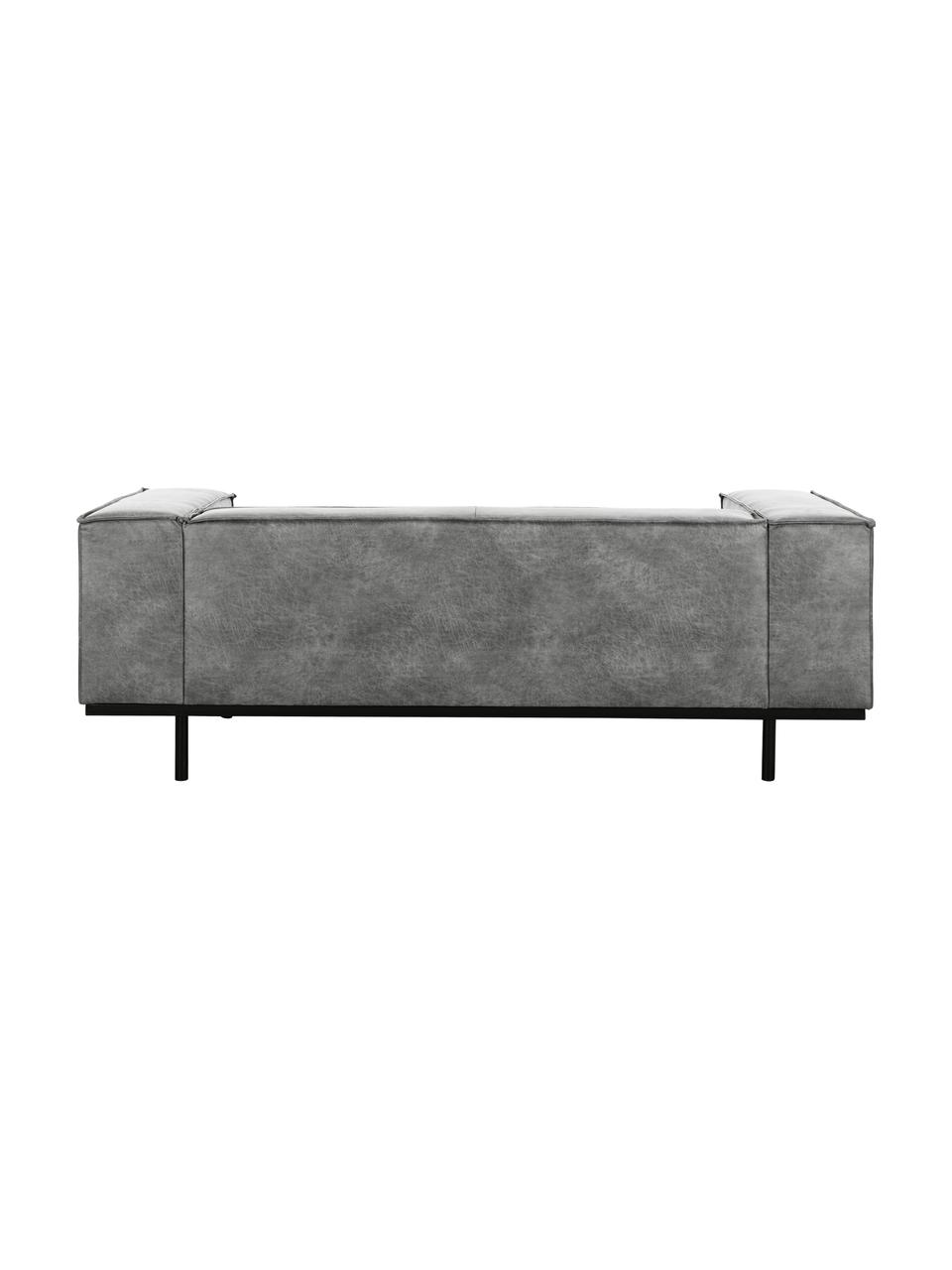 Sofa ze skóry z metalowymi nogami Abigail (2-osobowa), Tapicerka: 70% skóra, 30% poliester , Nogi: metal lakierowany, Ciemny szary, S 190 x G 95 cm