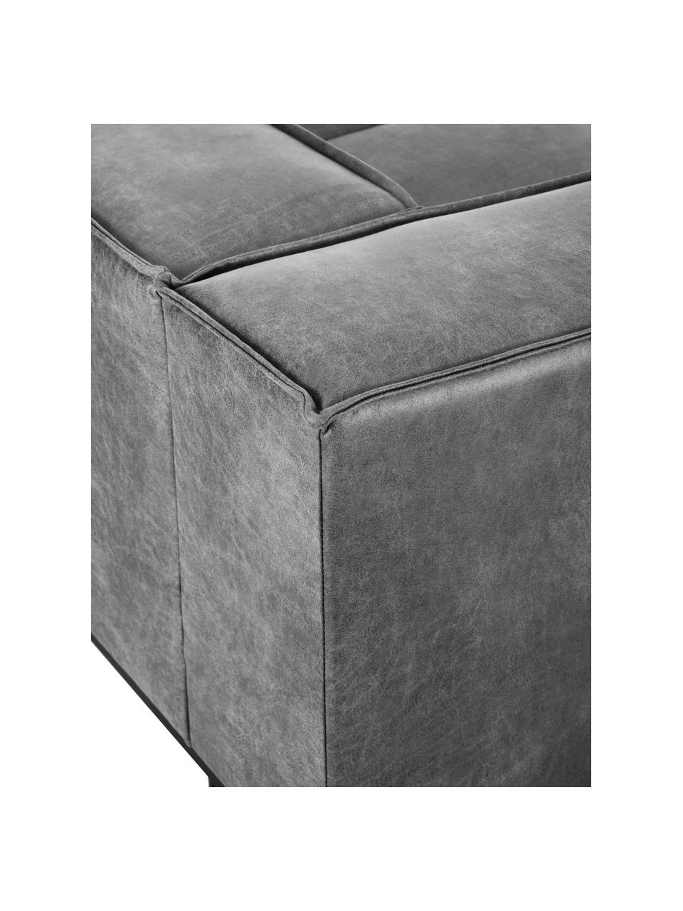 Leder-Sofa Abigail (2-Sitzer) in Dunkelgrau mit Metall-Füßen, Bezug: Lederfaserstoff (70% Lede, Beine: Metall, lackiert, Leder Dunkelgrau, B 190 x T 95 cm