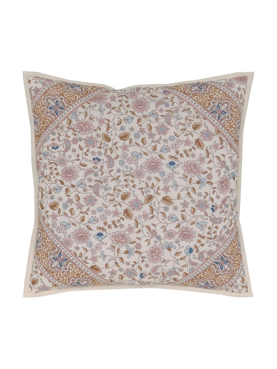 Katoenen kussenhoes Lilou met paisley patroon in oudroze, 100% katoen, Oudroze, beige, blauw, B 45 x L 45 cm