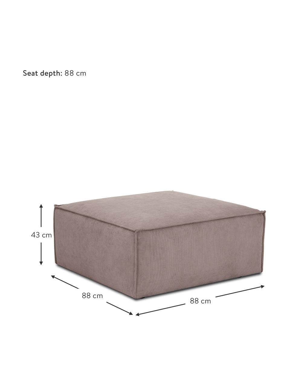 Reposapiés puf de pana Lennon, Tapizado: pana (92% poliéster, 8% p, Estructura: madera de pino maciza con, Patas: plástico Las patas están , Pana gris pardo, An 88 x F 88 cm
