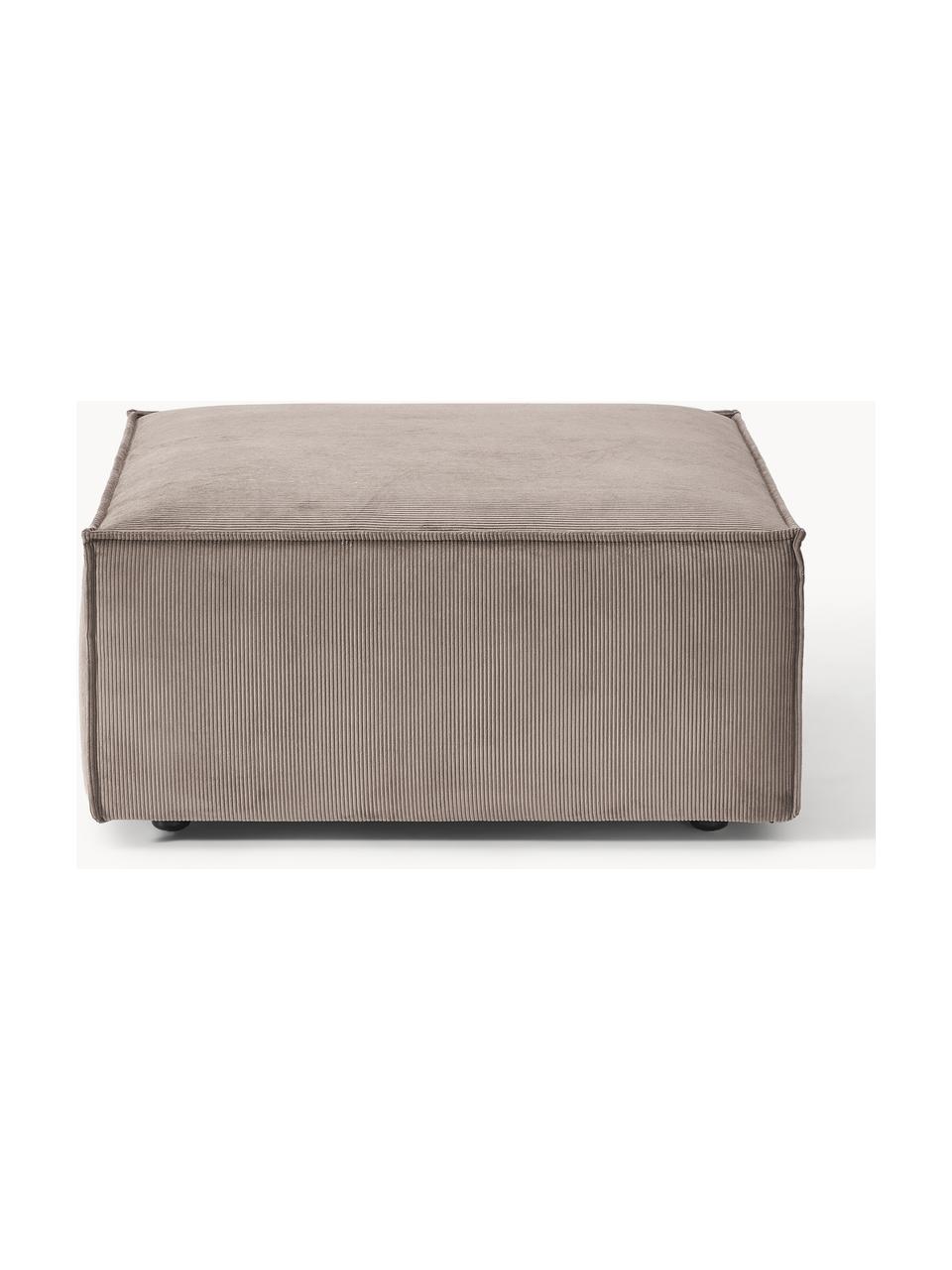 Pouf en velours côtelé Lennon, Velours côtelé taupe, larg. 88 x prof. 88 cm