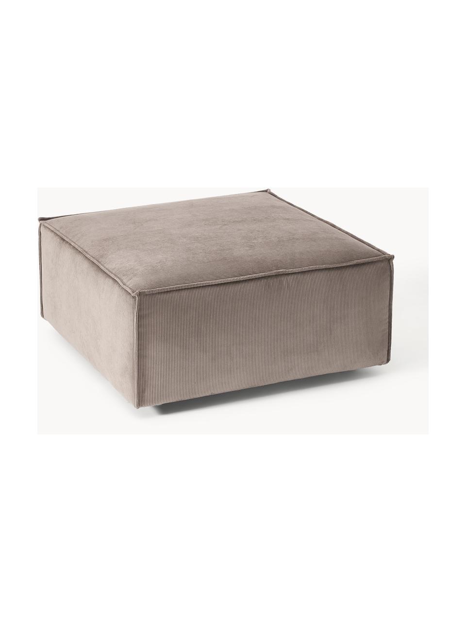 Pouf en velours côtelé Lennon, Velours côtelé taupe, larg. 88 x prof. 88 cm