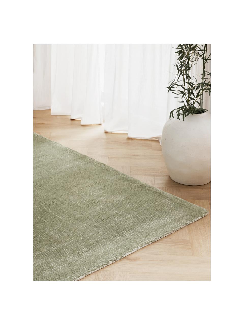 Tapis à poils ras tissé main Ainsley, 60 % polyester, certifié GRS
40 % laine, Vert sauge, larg. 160 x long. 230 cm