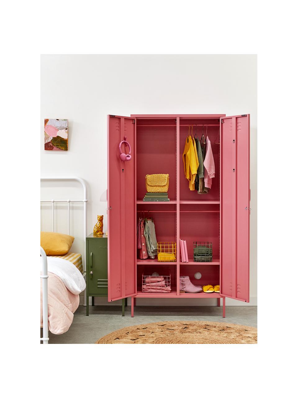 Petite armoire Twinny, Acier, revêtement par poudre, Vieux rose, larg. 85 x haut. 183 cm