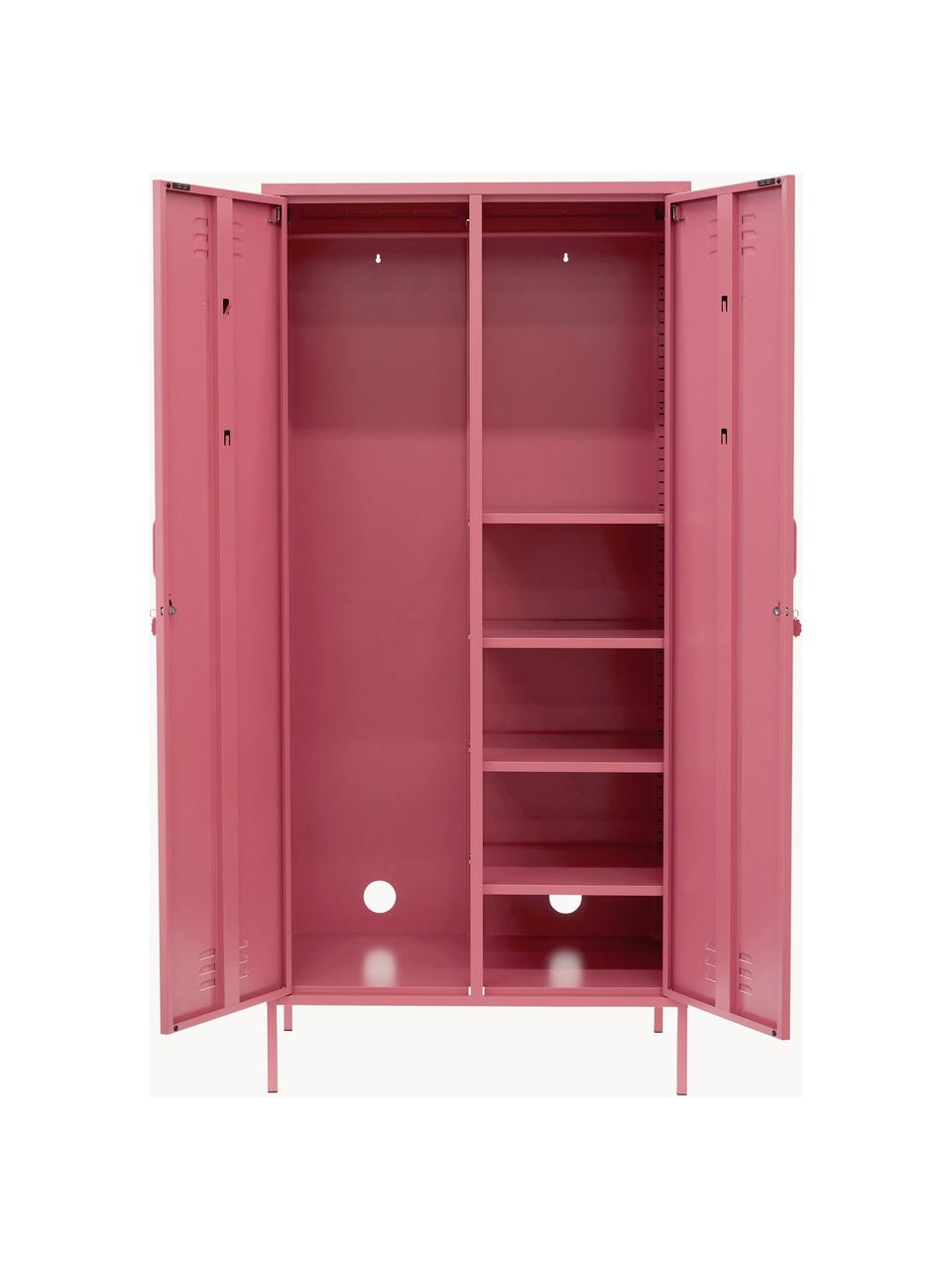 Petite armoire Twinny, Acier, revêtement par poudre, Vieux rose, larg. 85 x haut. 183 cm