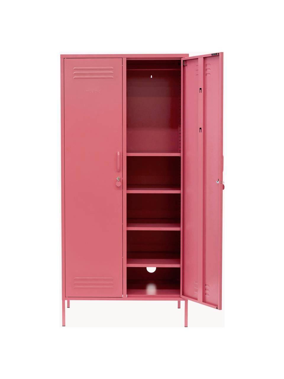 Petite armoire Twinny, Acier, revêtement par poudre, Vieux rose, larg. 85 x haut. 183 cm