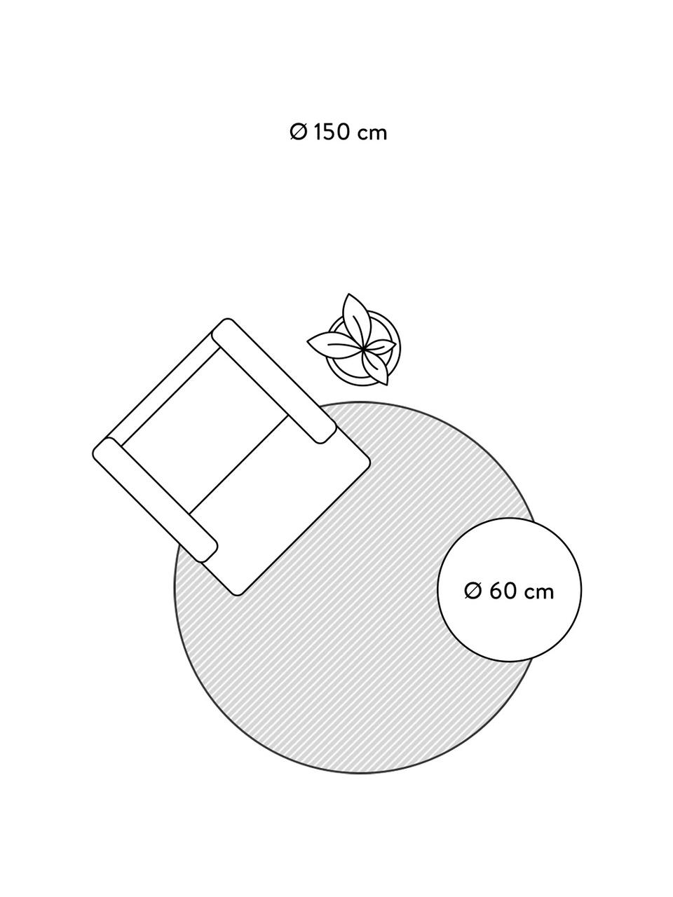 Rond hoogpolig vloerkleed Velma in crèmekleur/donkergrijs, Bovenzijde: 100% polypropyleen, Onderzijde: 78% jute, 14% katoen, 8% , Crèmewit, Ø 150 cm (maat M)