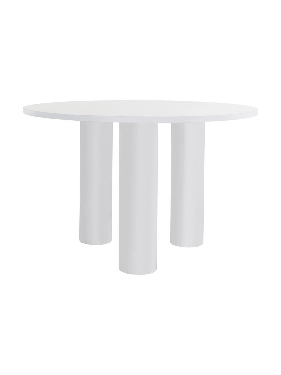 Table ronde blanc Colette, Ø 120 cm, MDF (panneau en fibres de bois à densité moyenne), enduit, Blanc, Ø 120 x haut. 72 cm