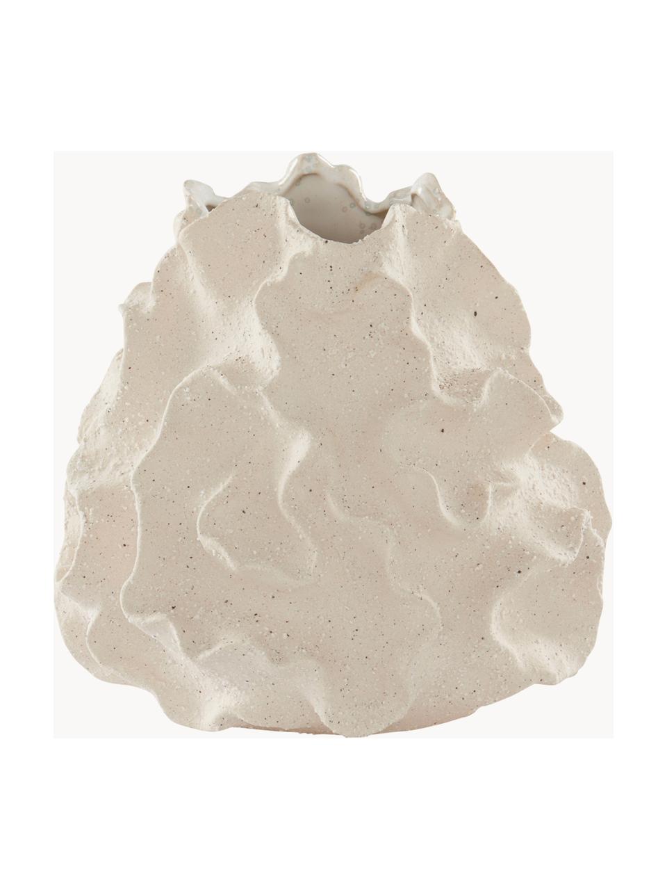 Handgefertigte Design Vase Iva, H 22 cm, Keramik, Off White, Ø 24 x H 22 cm