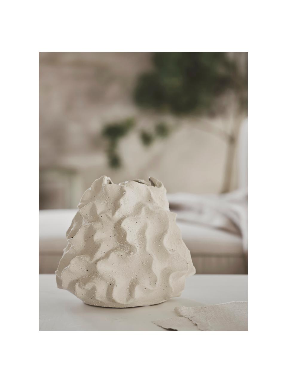 Ručne vyrobená dizajnová váza Iva, V 22 cm, Keramika, Lomená biela, Ø 24 x V 22 cm