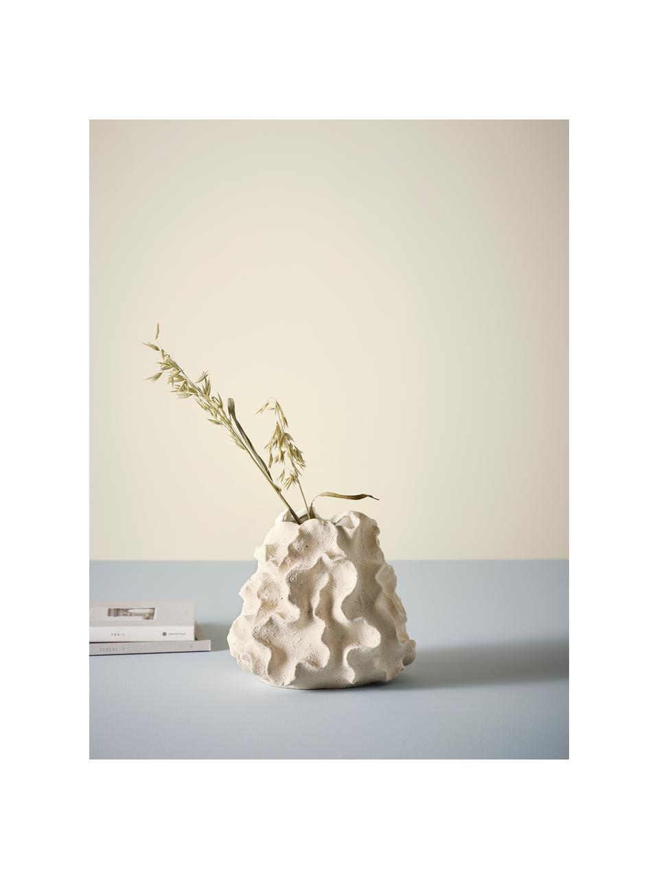 Handgefertigte Design Vase Iva, H 22 cm, Keramik, Off White, Ø 24 x H 22 cm
