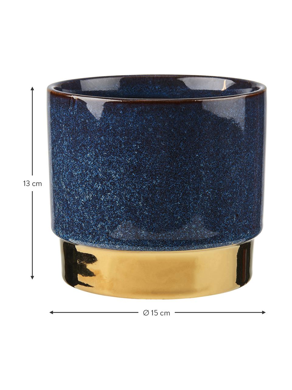 Macetero de gres Golden Touch, Gres, Azul, dorado, Ø 15 x Al 13 cm