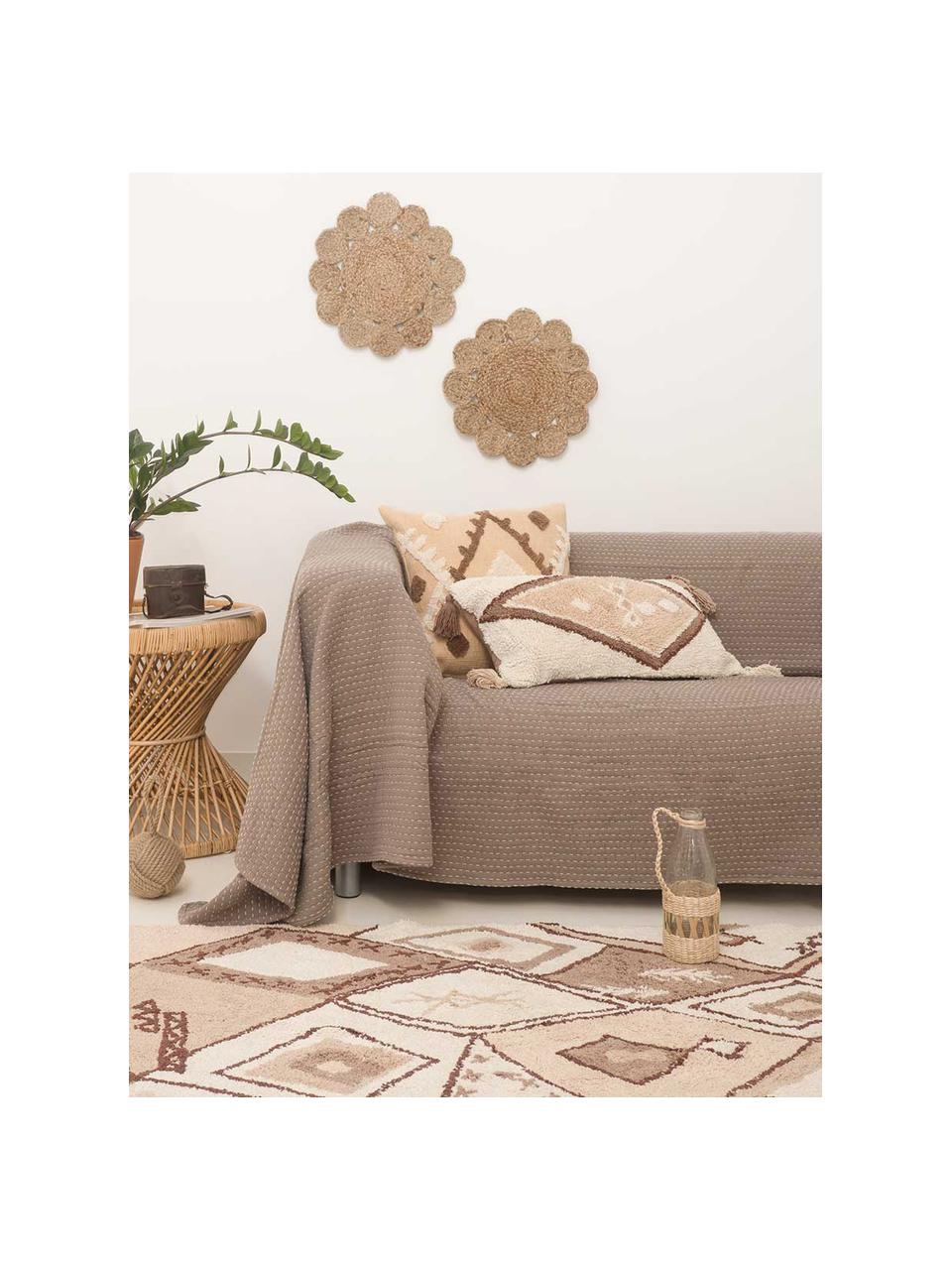 Boho Kissenhülle Congo mit Hoch-Tief-Muster, 100% Baumwolle, Lachsfarben, Beige, Taupe, 45 x 45 cm