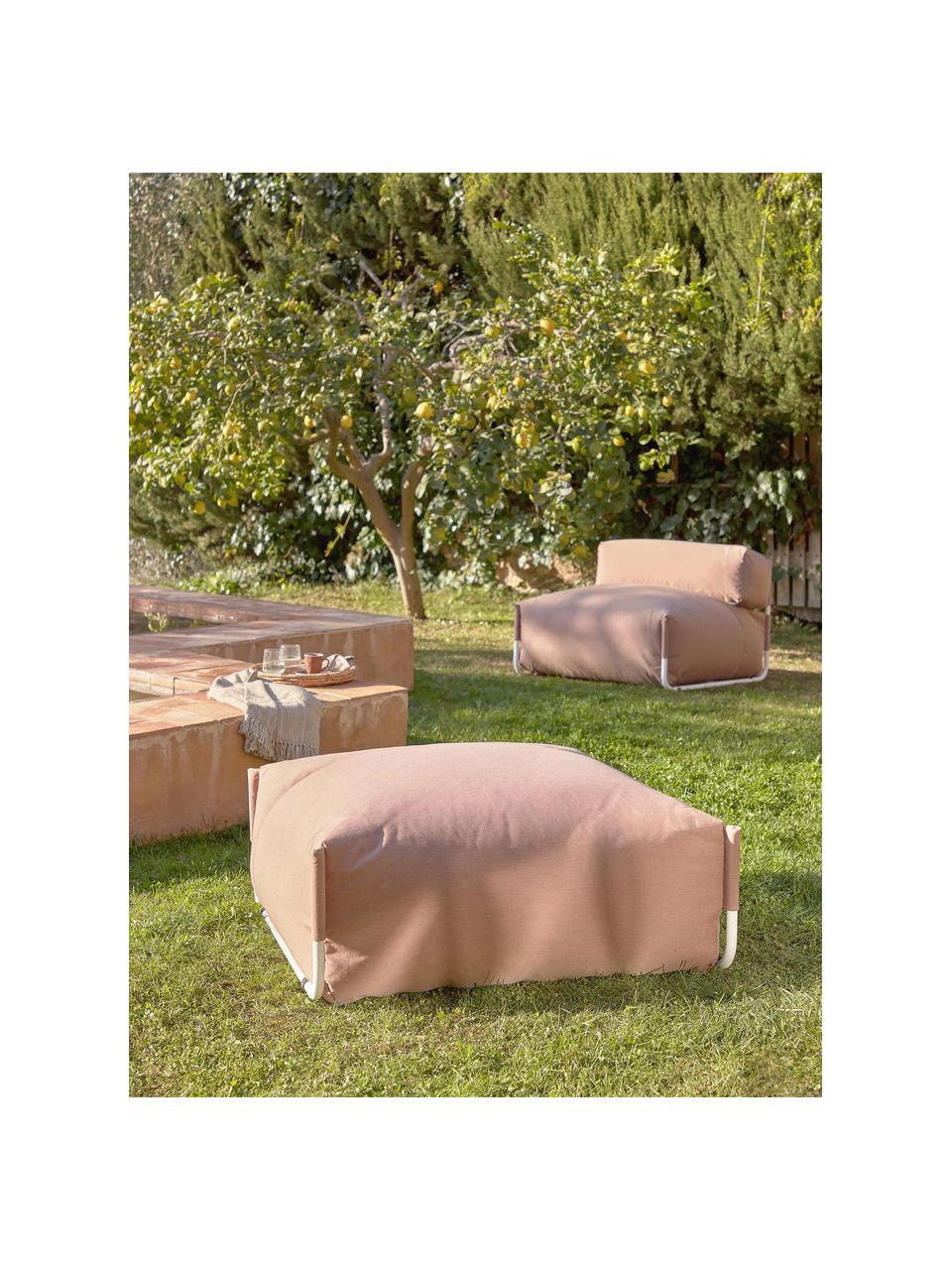 Outdoor poef Square, Bekleding: polyester, polypropyleen,, Frame: gelakt aluminium, Roze, B 101 x D 101 cm