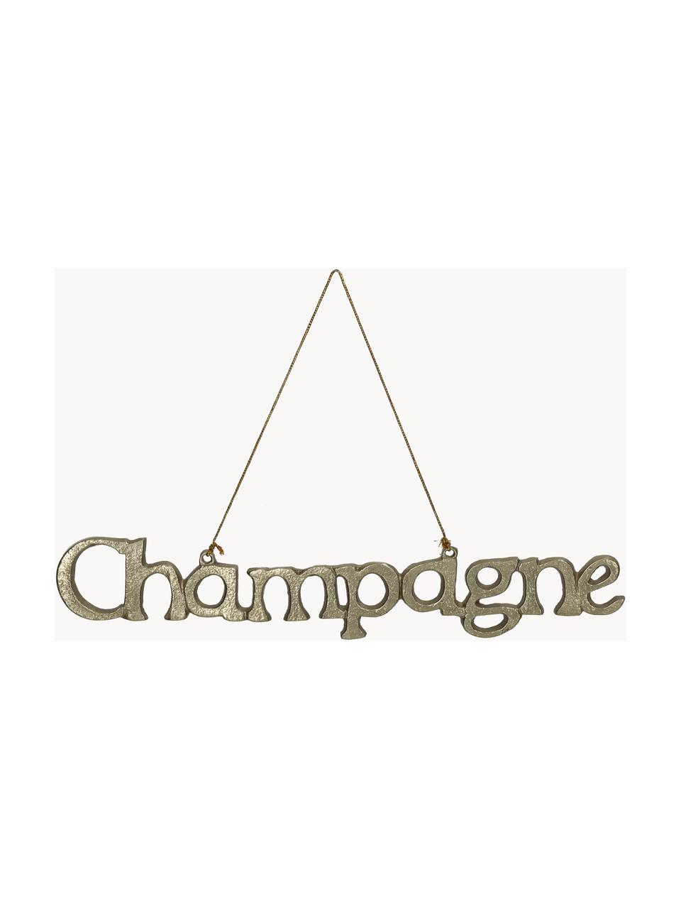 Kerstboomhanger Champagne, Gecoat metaal, Goudkleurig, B 27 x H 5 cm