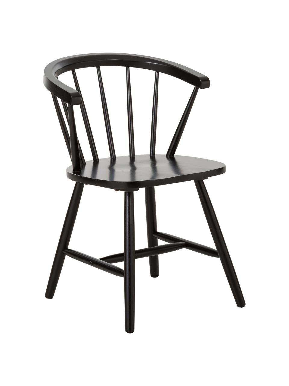 Windsor houten stoelen Milas in zwart, 2 stuks, Gelakt rubberhout, Zwart, B 53 x D 52 cm
