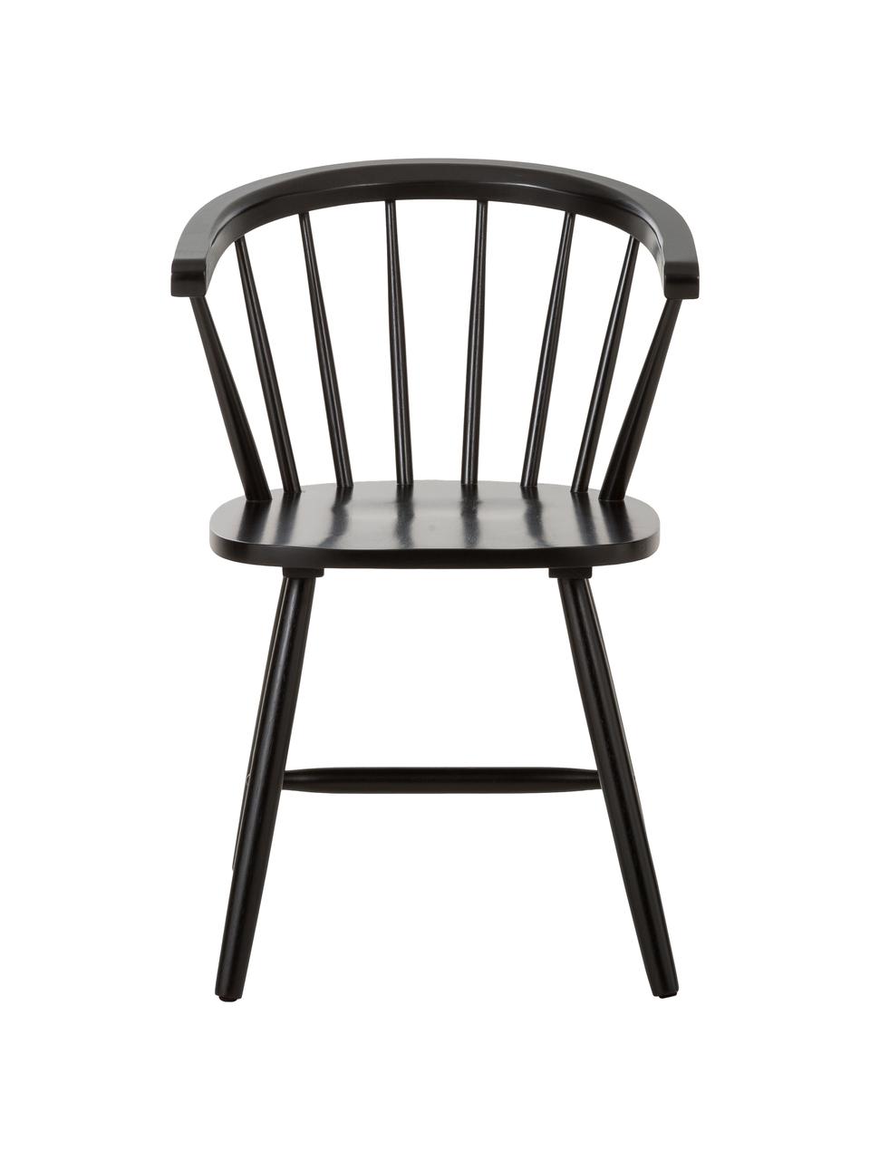 Windsor houten stoelen Milas in zwart, 2 stuks, Gelakt rubberhout, Zwart, B 53 x D 52 cm