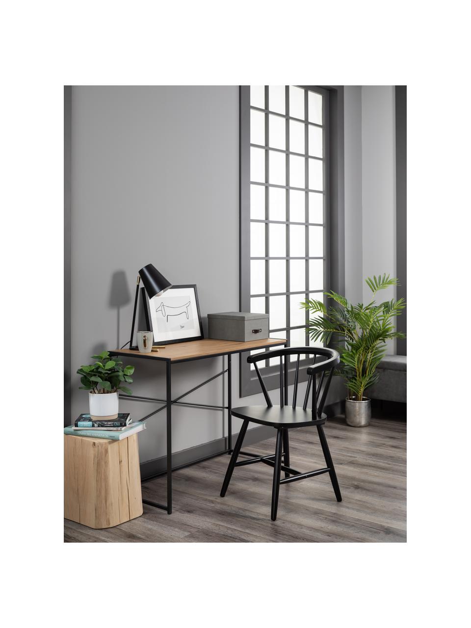 Chaise en bois style Windsor Megan, 2 pièces, Bois d'hévéa, laqué, Noir, larg. 53 x prof. 52 cm