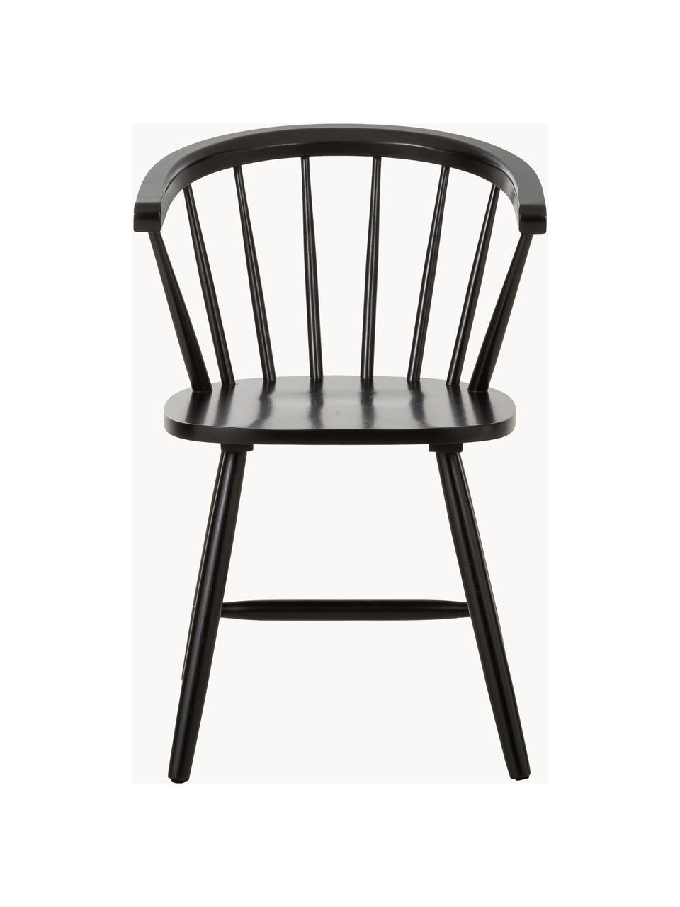 Windsor-Holzstühle Megan, 2 Stück, Kautschukholz, lackiert, Schwarz, B 53 x T 52 cm