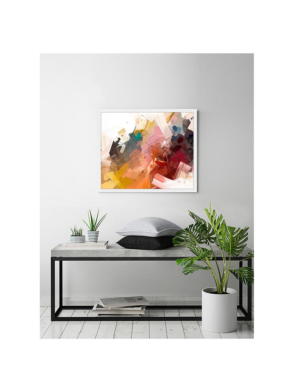 Gerahmter Digitaldruck Abstract Colorful Oil Painting, Bild: Digitaldruck auf Papier, , Rahmen: Holz, lackiert, Front: Plexiglas, Mehrfarbig, 63 x 53 cm