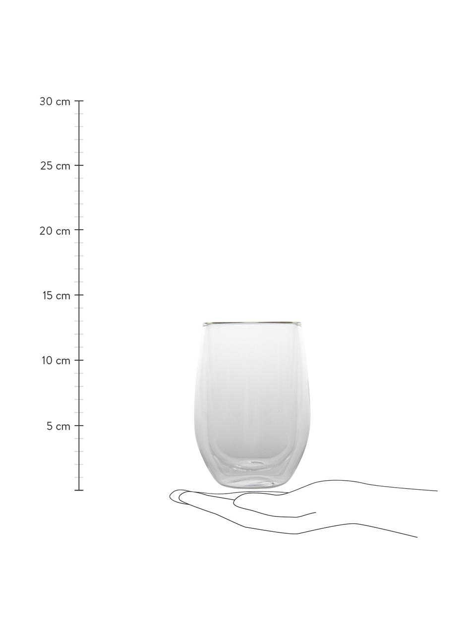 Doppelwandige Thermogläser Isolate, 2 Stück, Borosilikatglas, doppelwandig, Transparent, Ø 8 x H 13 cm