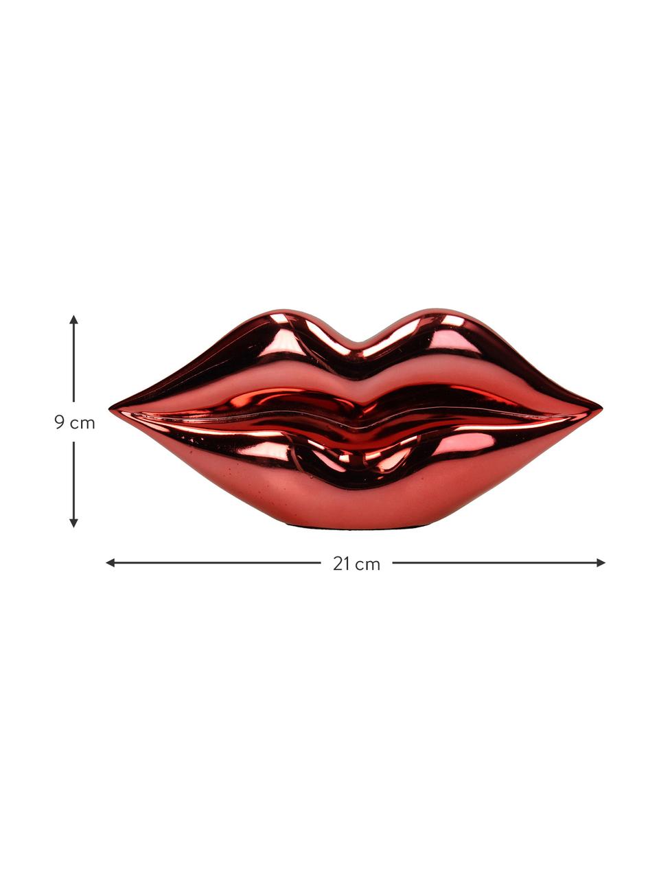 Dekorace Lips, Polyresin, Lesklá červená, Š 21 cm, V 9 cm