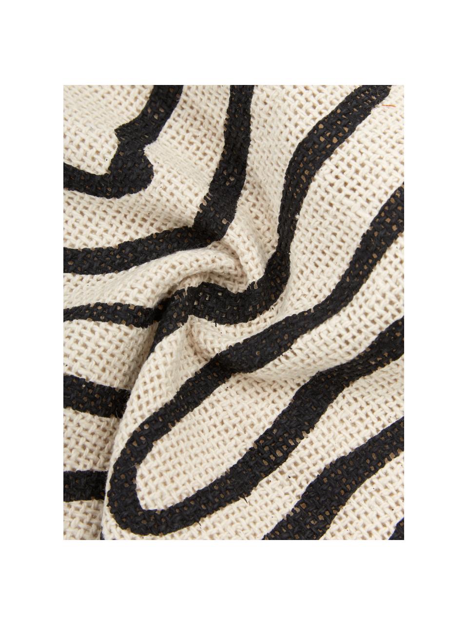 Federa arredo Nomad, 100% cotone, Bianco crema, nero, Larg. 45 x Lung. 45 cm