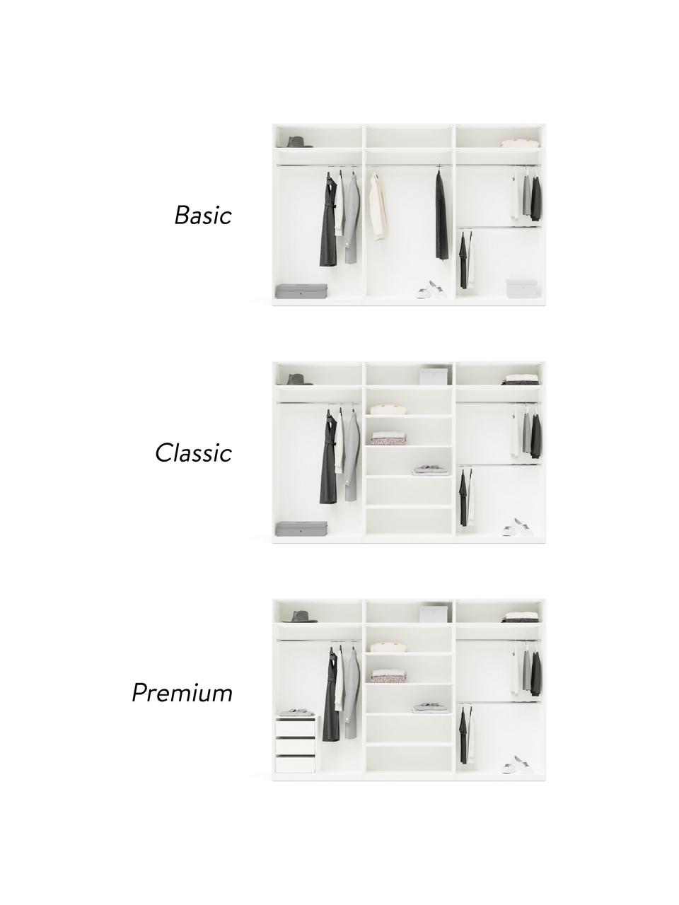 Modulaire draaideurkast Leon in wit, 300 cm breed, verschillende varianten, Hout, wit, Premium interieur, hoogte 236 cm