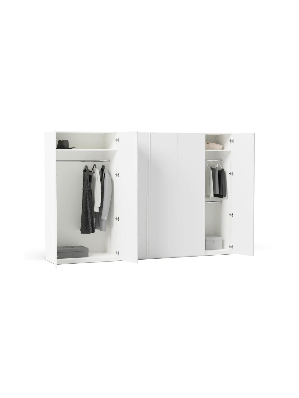 Modulaire draaideurkast Leon in wit, 300 cm breed, meerdere varianten, Frame: met melamine beklede spaa, Wit, Basis interieur, hoogte 200 cm