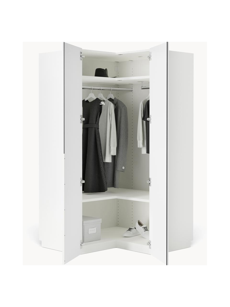 Modulaire hoekkast Leon, 115 cm breed, Wit, Hoekmodule, B 115 x H 236 cm