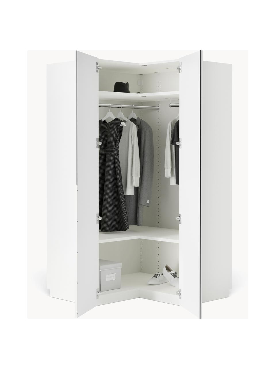 Modulární rohová šatní skříň Leon, šířka 115 cm, Bílá, Rohový modul, Š 115 cm x V 200 cm
