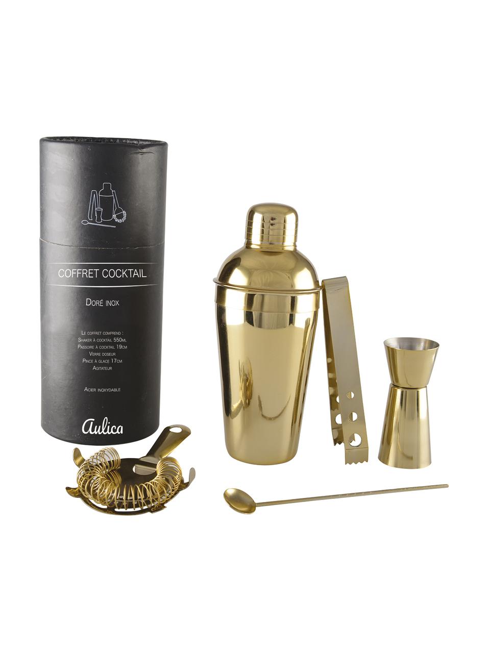 Cocktail-Shaker-Set Leur in Gold, 5-tlg., Edelstahl, Goldfarben, Ø 11 x H 25 cm