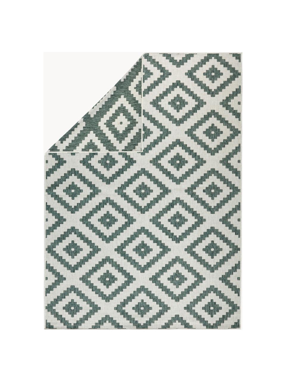 Interiérový a exteriérový oboustranný koberec Malta, 100 % polypropylen, Tlumeně bílá, tmavě zelená, Š 200 cm, D 290 cm (velikost L)
