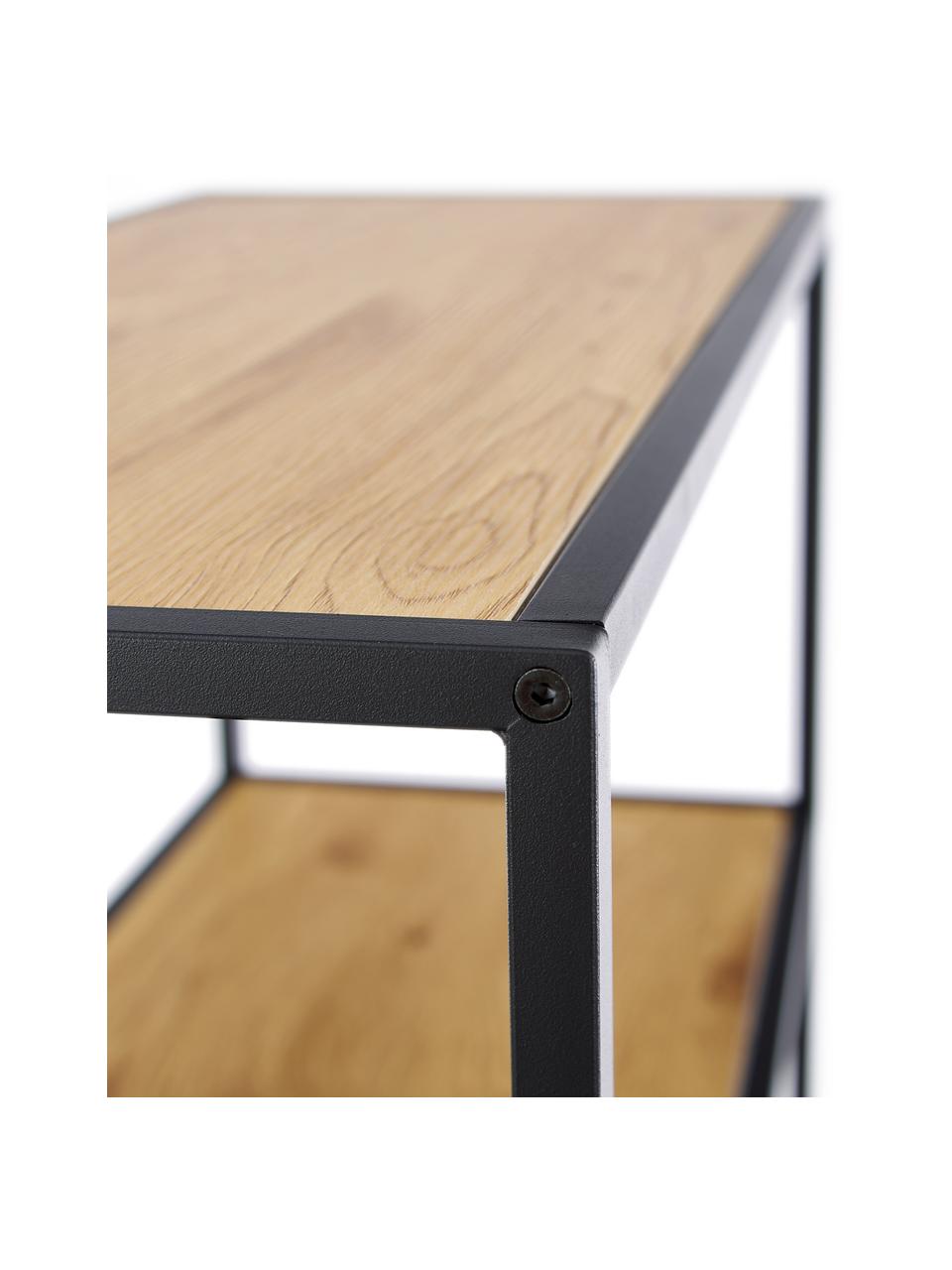 Estantería de metal Seaford, Estantes: tablero de fibras de dens, Estructura: metal con pintura en polv, Madera de roble salvaje, negro, An 77 x Al 150 cm